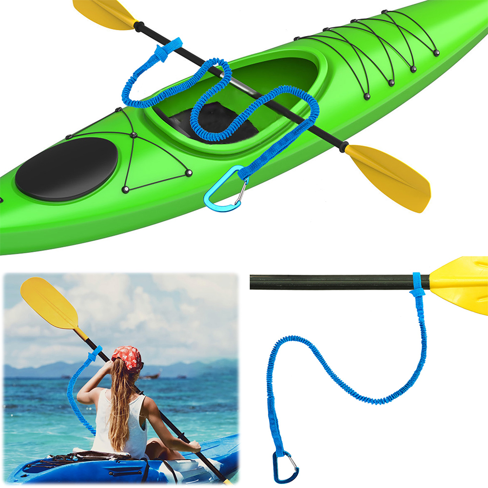 Fishing Boat Paddle - 4~1PCS カヤックパドルリーシュ 調節可能な伸縮性ストラップ 紛失防止 伸縮性のあるコイル状ストラップ カヌー釣りボート用