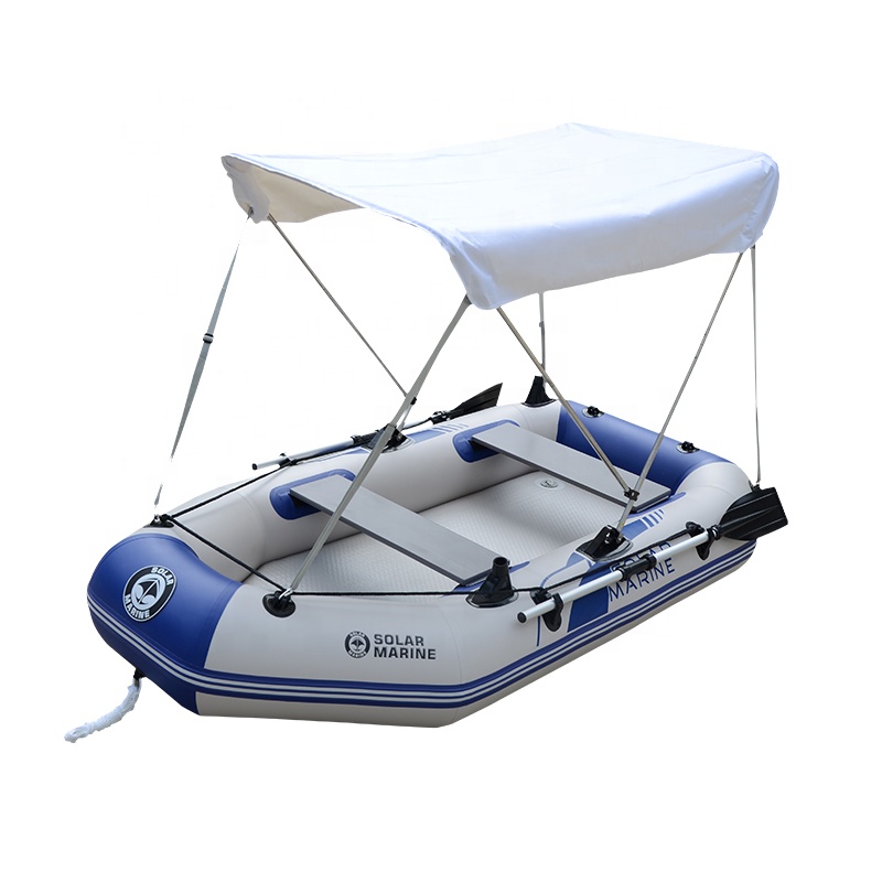 Fishing Boat Outboard Motor - 4人乗りPVCインフレータブルエアマットフロアフィッシングディンギーポータブルローイングボート電動船外機対応