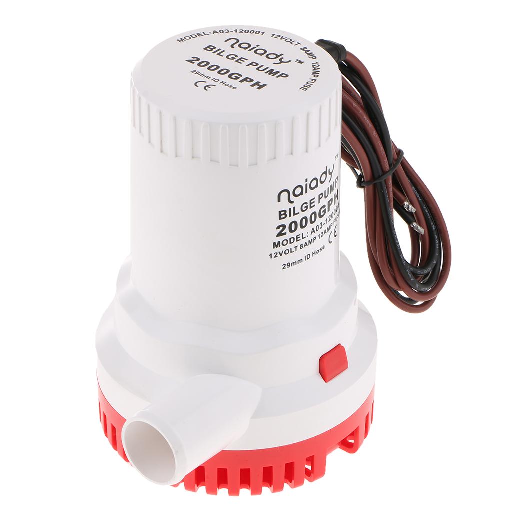 Fishing Boat Bilge Pump - 電動ビルジポンプ 2000GPH 水中ポンプ マリンウォーター転送用 プラスチック製ボート配管部品 釣り船用