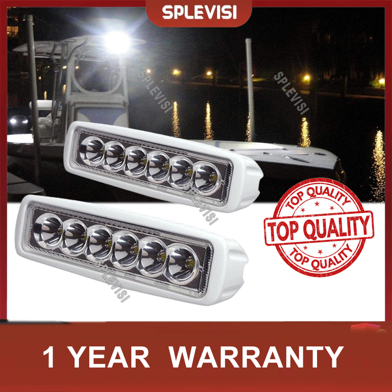 Fishing Boat Trailer - 防水デッキマリンスプリットトップ,ボートライト,白,ポンツーン釣り,12v,6 LED,ip67,2個
