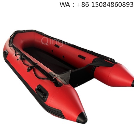 Fishing Boat Inflatable - 2025年工場製赤色インフレータブルフィッシングボート、アルミフロア耐摩耗性パワーコンポーネントPVC素材、水上スポーツ販売用