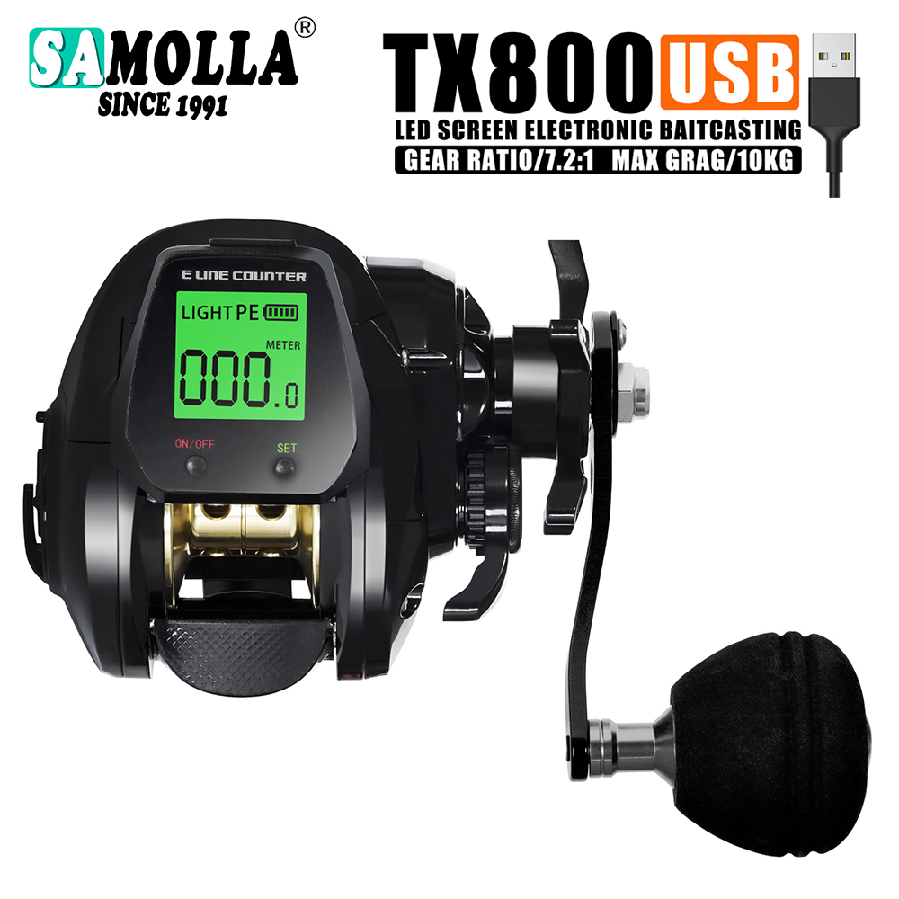 Shimano Reel Stradic - SAMOLLA ベイトキャスティング釣りリール電子ビッグ Led スクリーン高速 7.2:1 10