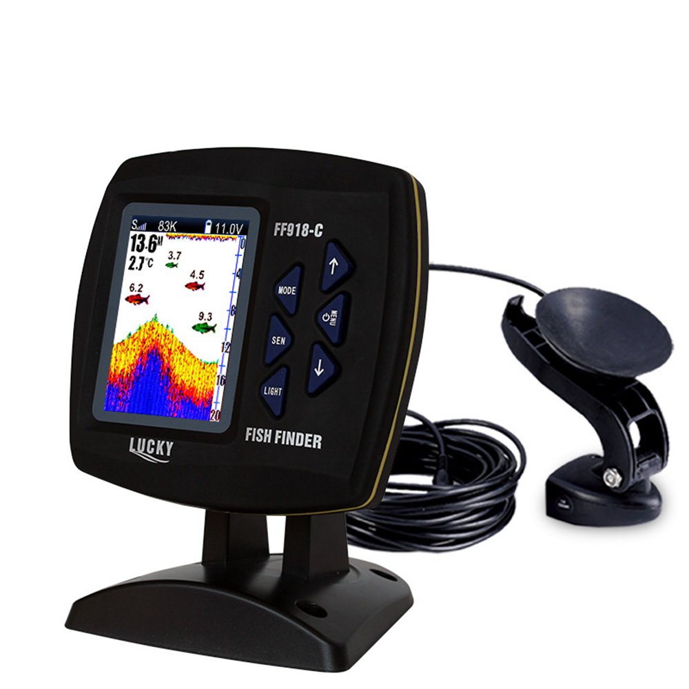 Fishing Boat Depth Finder - 有線デュアル周波数魚群探知機,カラースクリーン,水深さボート,FF918-C100DS, 328ft, 100m