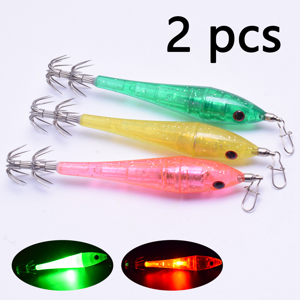 2個入りLED水中ルアーライト、フック付き模擬餌、電子木製エ - Fishing Boat Navigation Light のレビューと価格