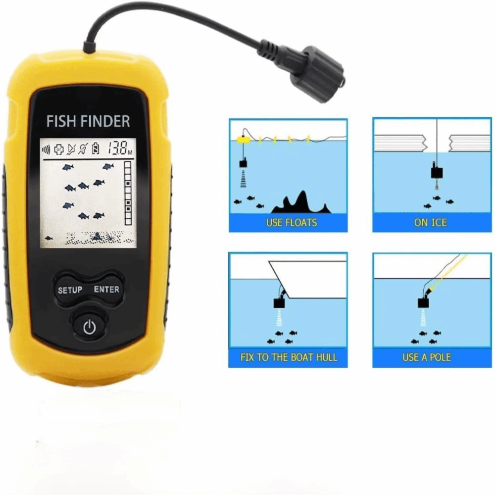 ハンディ型ポータブル魚群探知機 LCDスクリーン 100m深 - Fishing Boat Depth Finder のレビューと価格