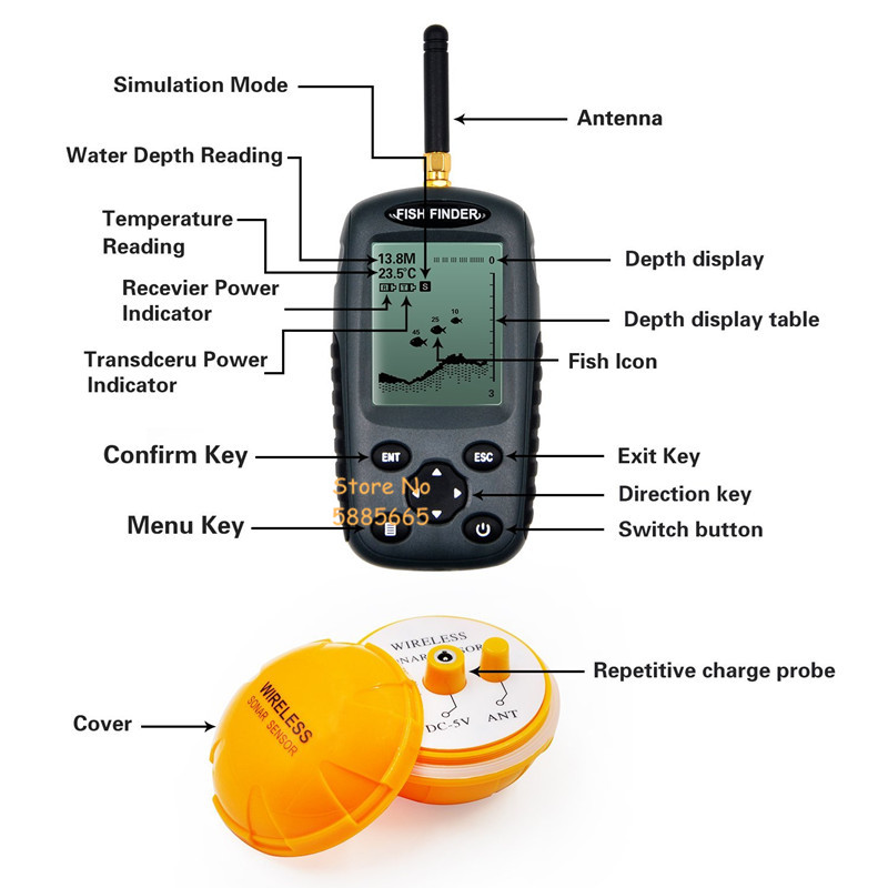 スマートポータブル50M深度ソナー魚群探知機200Mワイヤレ - Fishing Boat Depth Finder のレビューと価格