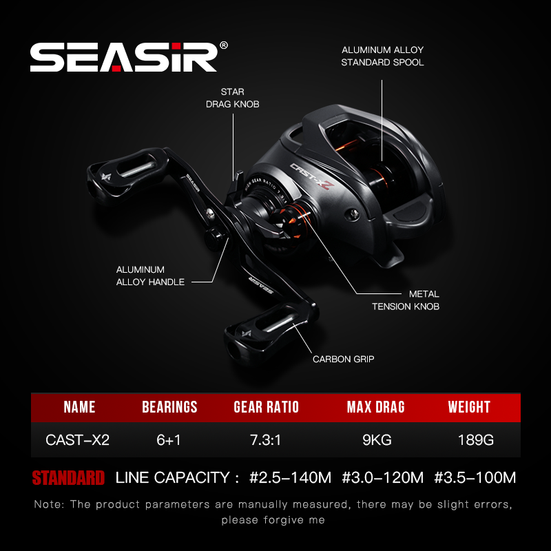 SEASIR Cast-X2 ベイトキャスティングリール 7 - Kastking Reel Zephyr のレビューと価格