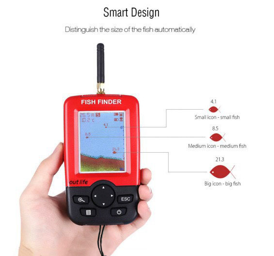 ポータブル魚群探知機、ワイヤレスソナーセンサー付き、深さ0. - Fishing Boat Depth Finder のレビューと価格