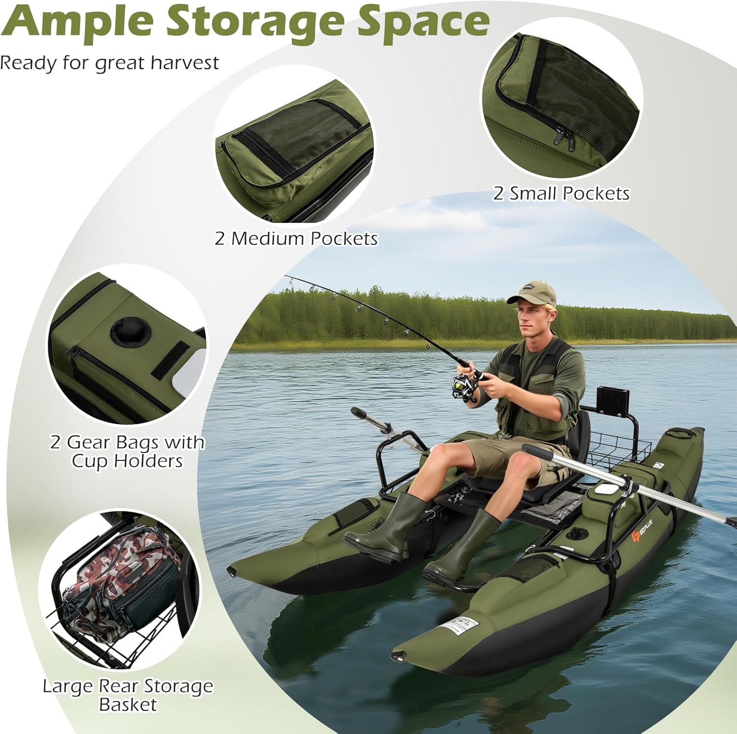 大人用インフレータブルベリーボート、折りたたみ式パッド入りシ - Fishing Boat Paddle のレビューと価格
