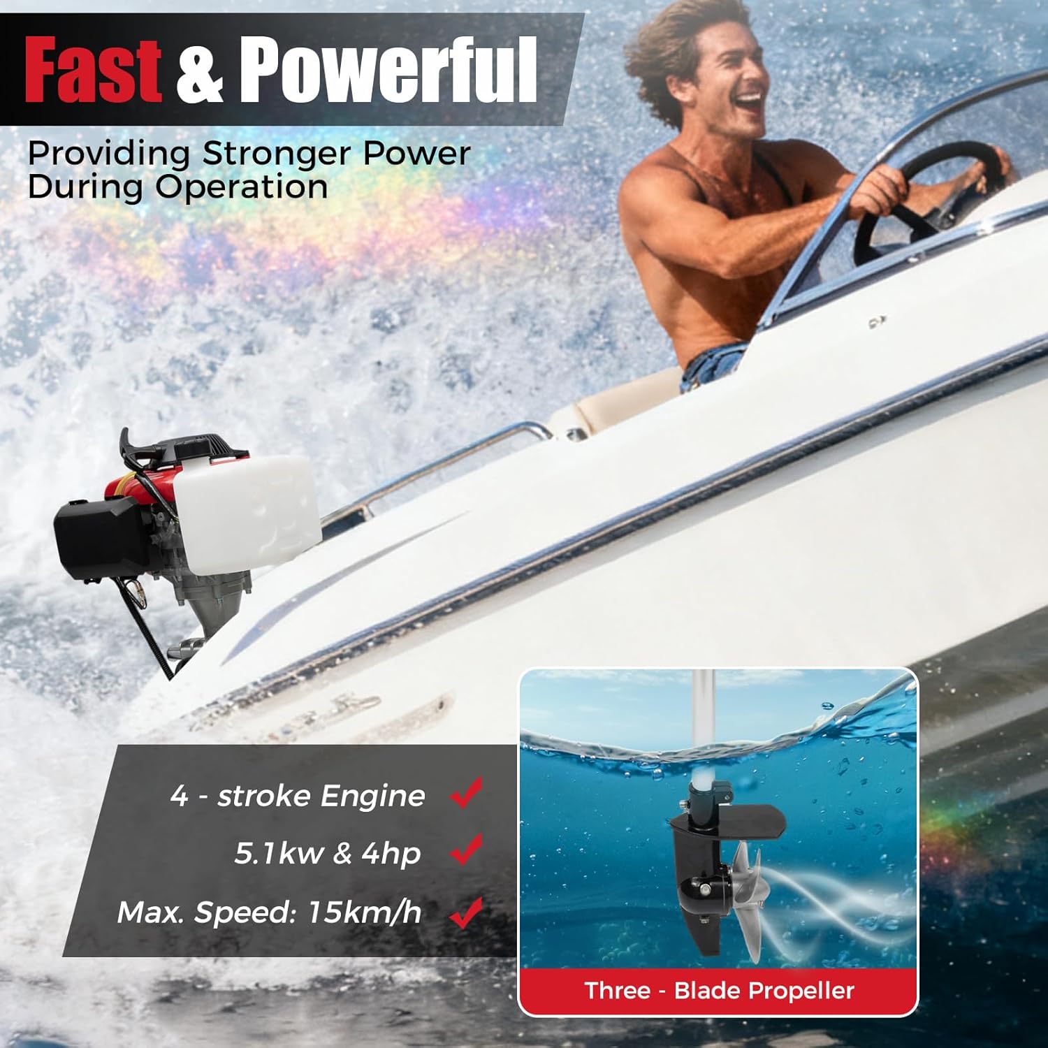 4馬力船外機、4ストローク53.2ccマリンボートエンジン、 - Fishing Boat Outboard Motor のレビューと価格