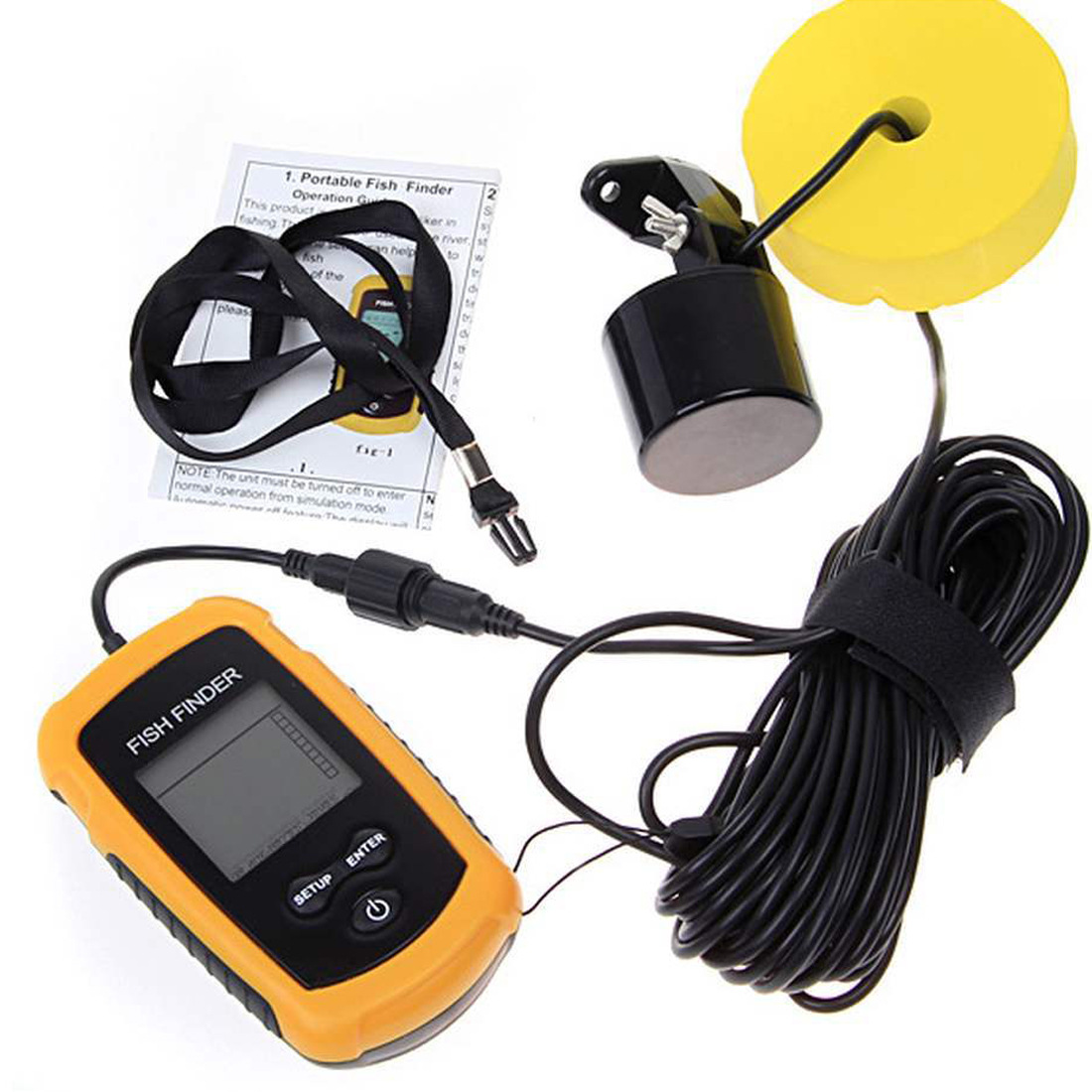アラーム付き100Mポータブルソナー魚群探知機 ソナー範囲エ - Fishing Boat Depth Finder のレビューと価格