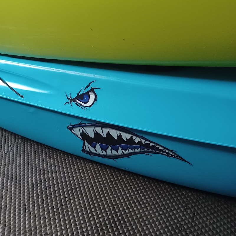 2 個サメの歯口ボートステッカー防水 DIY カヤック漁船カ - Fishing Boat Trailer のレビューと価格
