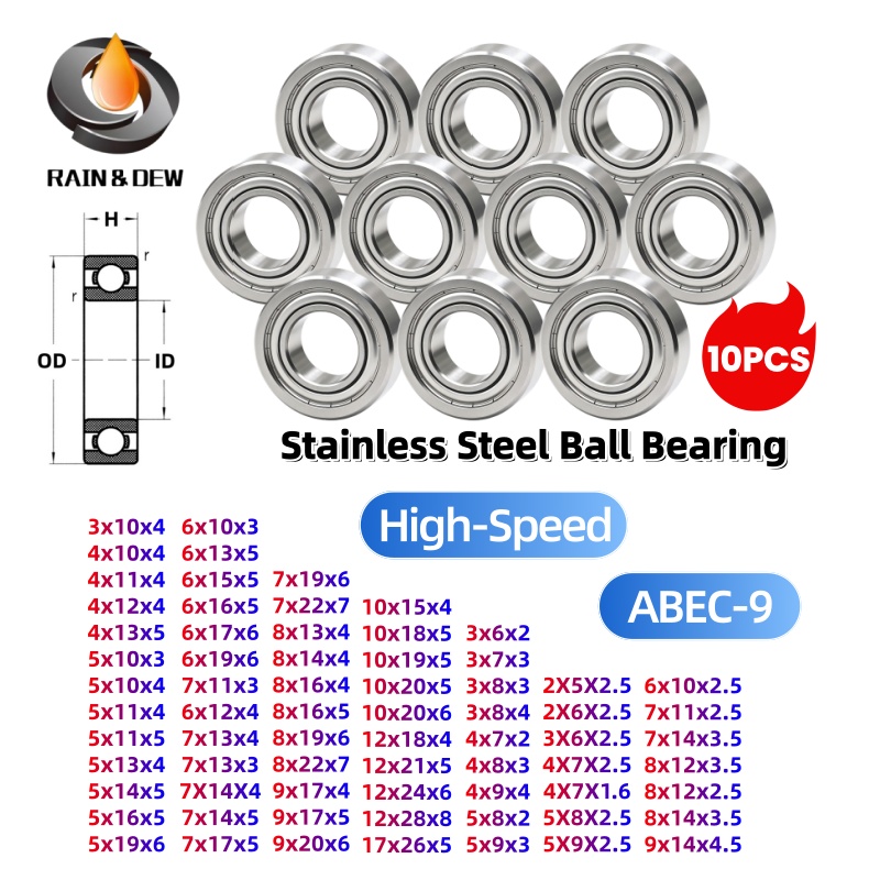 10個入り ステンレス鋼製ボールベアリング SMR74ZZ  - Abu Garcia Reel Revo のレビューと価格